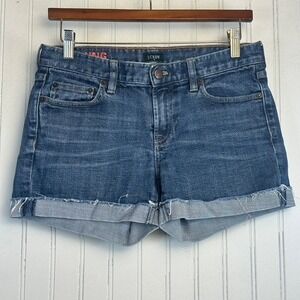 J.Crew Denim Shorts Womens Size 2 Blue Hip Slung Cuffed‎ Casual